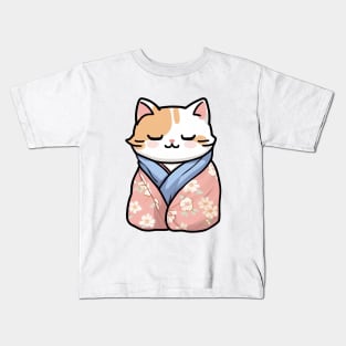 Cute cat in a cosy kimono Kids T-Shirt